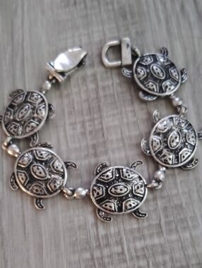 Turtle Charm Bracelet in Silver Tone - Women Jewelry